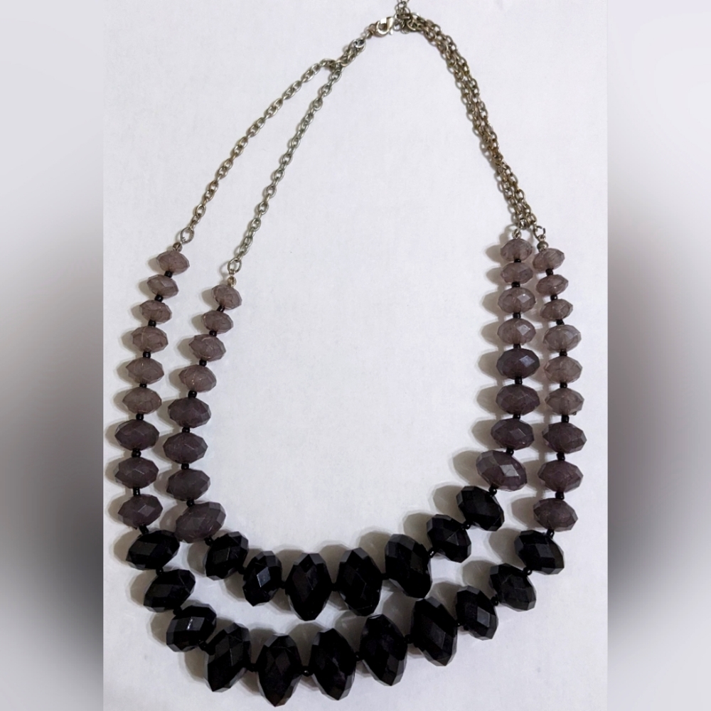 ⭐Double Layered Purple/Stormy Gray Ombre Chunky Beaded Necklace⭐